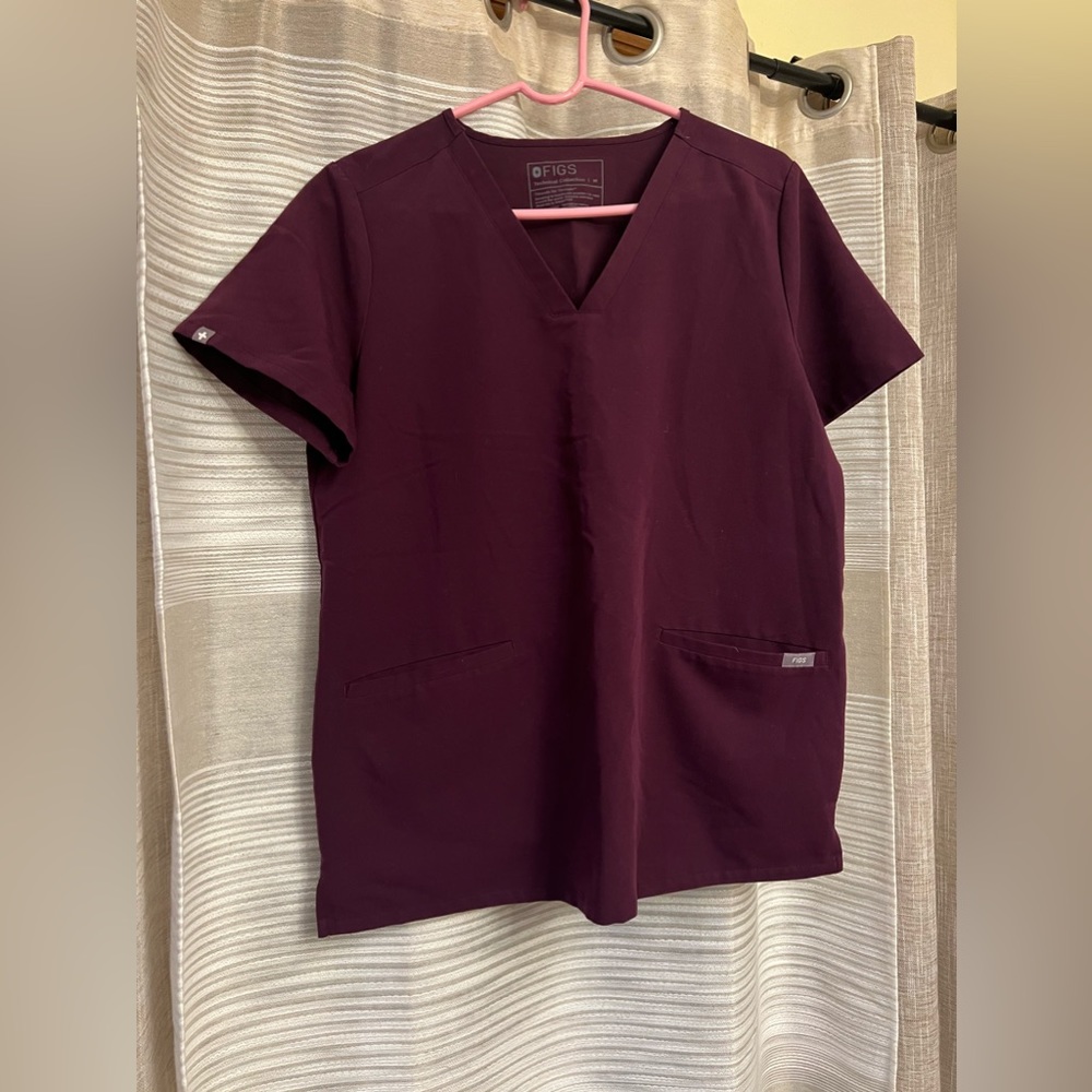 Dark purple figs, two pocket scrub top